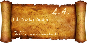 Lászka Andor névjegykártya